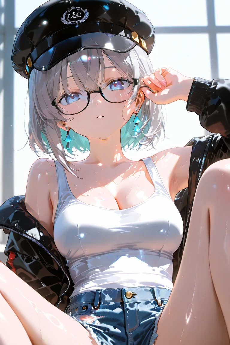 ((Top Quality)), ((Masterpiece)), ((Details)), perfect face, perfect body, fallen leaves background, sitting on a bench, listening to music, wearing headphones, transparent clothes, wearing clothes exposing tight hips and breasts Woman with face visible, sitting with legs apart