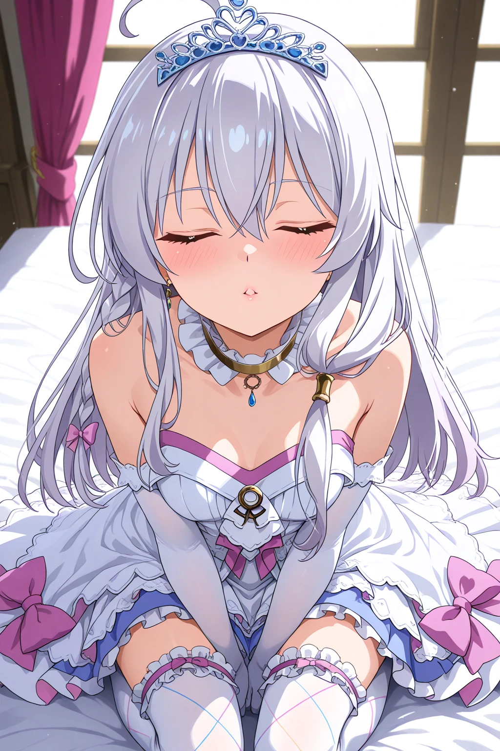{{{masterpiece}}}, {{{best quality}}}, {{ultra-detailed}}, {illustration}, {{an extremely delicate and beautiful}}, 8k,NSFW, Emilia(Re:Zero), phemilia,1girl, purple eyes, long hair, x hair ornament, white hair, white rose, tiara, braid, low-tied long hair, very long hair, blush, elf, chest, cleavage, detached sleeves, dress, frills, frilled sleeves, long sleeves, white dress, white thighhighs, gem, thigh boots, BREAK, NSFW, A man and a woman are having intense sex that drives them crazy, ((2man and 1woman,having sex)), (SEX:1.5), (doggystyle:1.3), crawl on all fours, sex from behind, group sex, {{{vaginal penis}}}, hetero, sex with men, nipples, large penis, veiny penis, sex from behind, open vagina, clitoris, grab thighs, nail, spread legs, {{open vagina, spread pussy, pussy, clitoris glans, urethra, vaginal opening, labia minora, uterus, smooth pussy}}, taking off clothes, open clothes, Open shirt, open jacket, breasts, nipples, lift up skirt, blush,open mouth,embarrassed,naughty expression, uncensored, Handsome young man, hug behind, male body, man's lower body, multiple penises, double penetration, spitroast, (headgrabblowjob:1.3), top-down bottom-up, from side