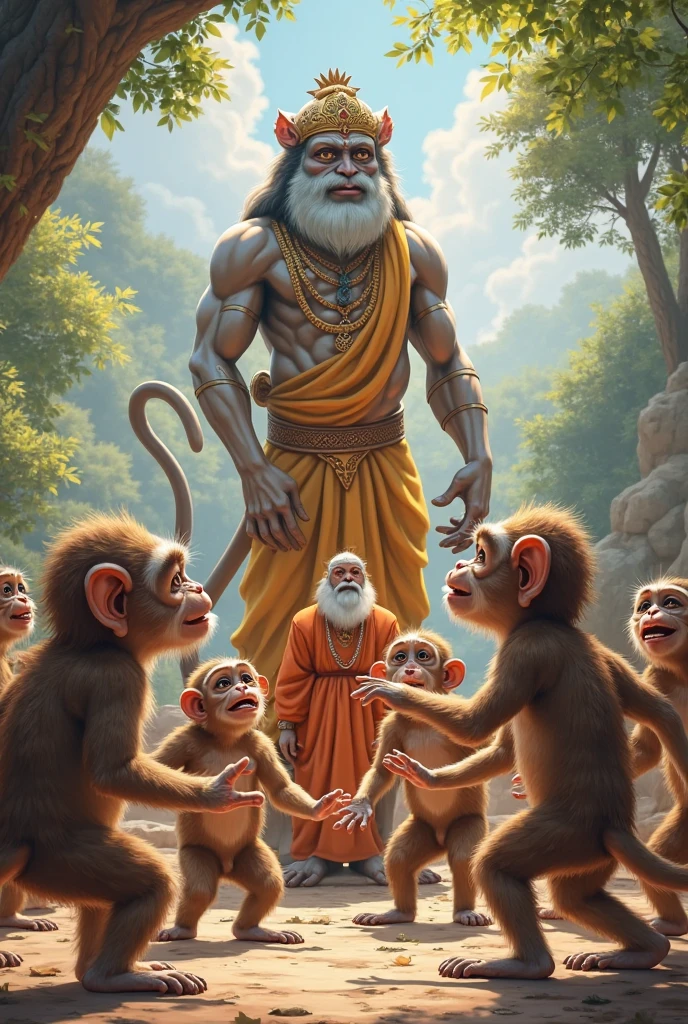 monkeys parying goad hanuman in tample