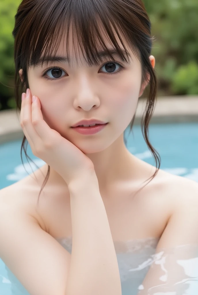 (masterpiece), (Highest quality), (Very detailed),(Disheveled Hair),(shape), (One Girl), (bikini), Are standing, Fashion Model, View your audience, (interview), (Beach),Beautiful details, Delicate and beautiful face, floating,(High chroma),(Colorful splashes),Colorful bubbles,(The Shining), Focus on the face, Hair Ring, Floating Flowers, Floating Hair, (The Shining), Best lighting, Best Shadow,