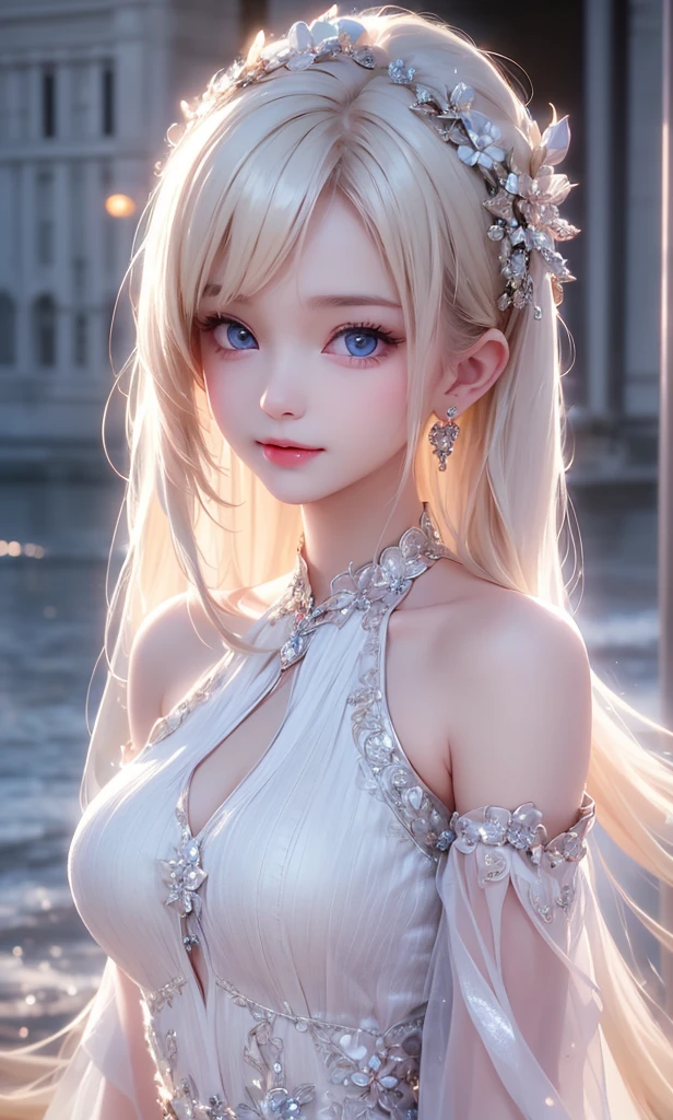 a chibi girl doll, detailed girl, beautiful detailed eyes, beautiful detailed lips, extremely detailed face, long eyelashes, intricate details, porcelain skin, cute expression, sitting on the riverside, riverside night view, fireflies, bioluminescent plants, ambient glowing lights, cinematic lighting, vibrant colors, warm color palette, photorealistic, 8k, hyper detailed, masterpiece, concept art