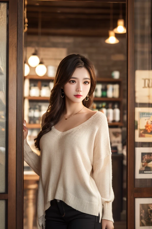 (very detailed CG Unity 8K 배경화면,table top, best quality, very detailed), I am a 26-year-old woman living in Japan.., sexy 26 year old woman, Emphasizing your chest:1.2, (small size knitwear), cinematic lighting, upper part of the body, SFW