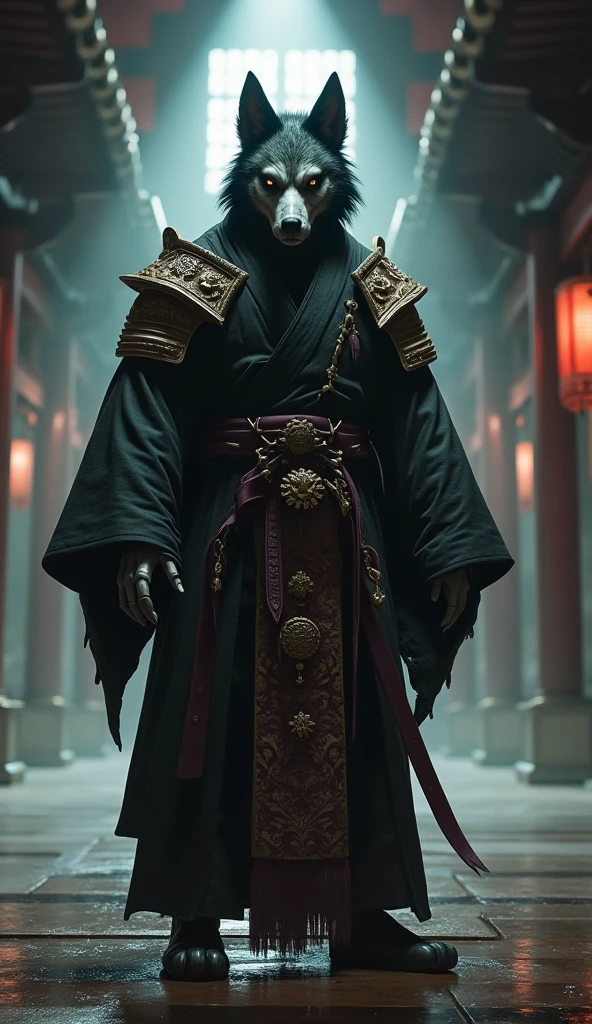 Un vieil homme aux cheveux blancs, une mort-vivante effrayante de l'époque de la dynastie Qing, vêtu de vêtements déchirés, la bouche pleine de sang et des dents acérées, se tenant debout avec le bras tendu à 90 degrés, regardant droit devant) ne doit pas être négligé. L'environnement sans lumière symbolise la faible lumière de la ville. (en réalité), (chef-d'œuvre), (meilleure qualité), résolution ultra-haute, (image d'origine: 1.2), (super réaliste: 1.4), détails notables, lumière impressionnante, haute résolution, 8k, emballage, bâtiment chinois, tour chinoise, obsolète, (fantôme chinois lumineux: 1.5), palette de couleurs sombres et anxiété, créant une atmosphère effrayante. La mise en page globale reflète les éléments d'encre sur l'affiche d'horreur asiatique et l'art traditionnel chinois.