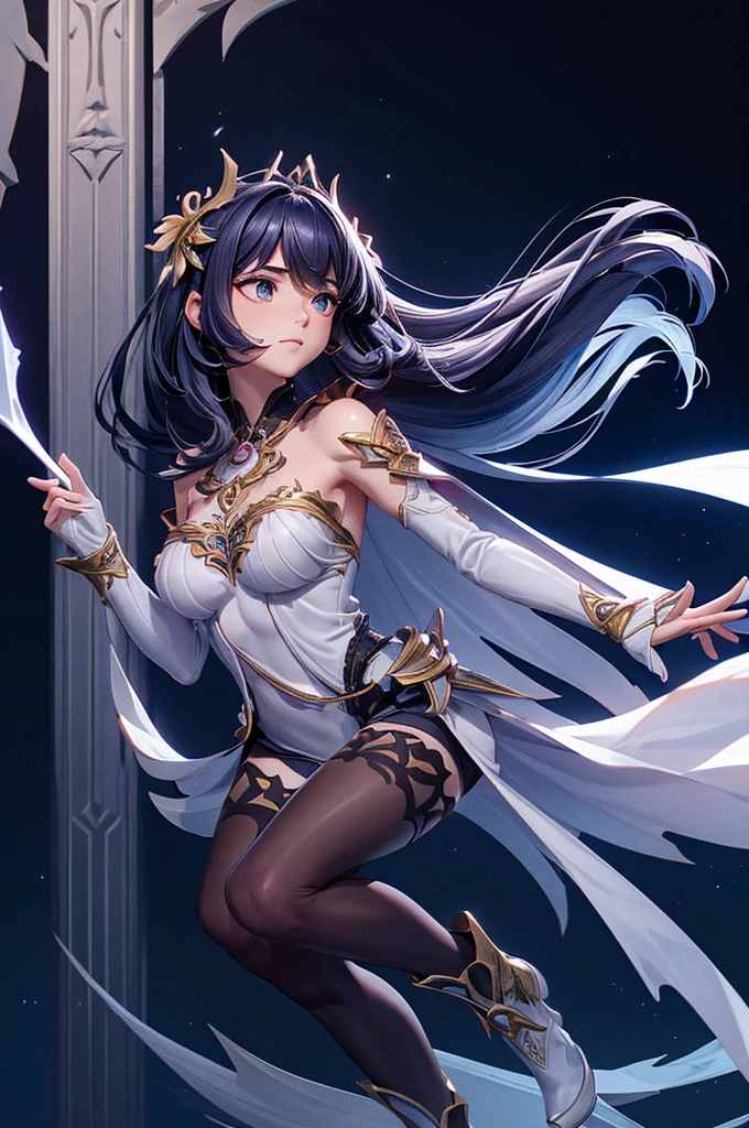 a goddess of the magic, sexy and beautiful, upright star totem float behind the back, magic circle on feets, halo, super textured skin, super detail face, perfect face, Super fine facial details, beautiful and delicate eyes, perfect eyes, anatomically correct, correct limbs, correct figner, super detail figner, best hair quality, best clothing quality, best prop quality, best halo detail and quality, best magic circle detail and quality, complex halo detail,