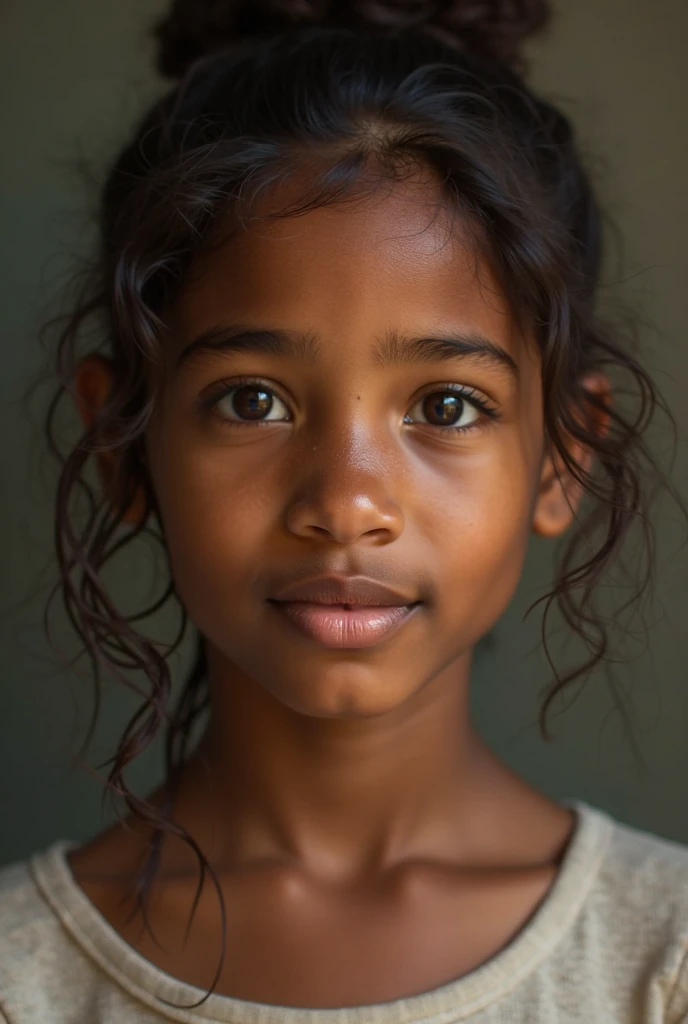A Mexican teenager looking slightly to the left, turned, with a dark background