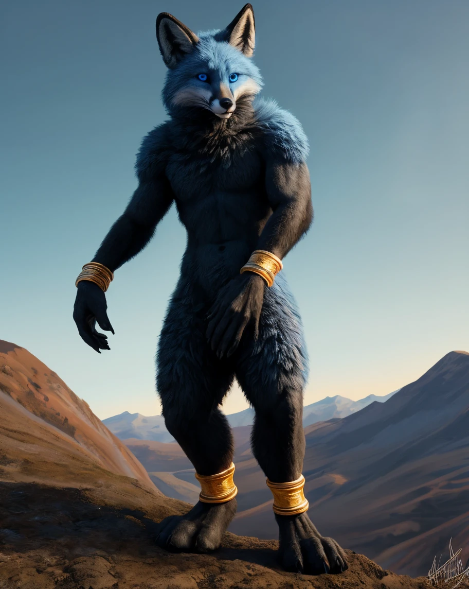 werewolf,male,adult,alone,4K,best quality,Best quality,looking at the audience,lie down,hairy feet,barefoot,No shoes,hairy body,Topless,No clothes on,bared  chest,Hairy chest,furry tail,slim body,chest muscles,chest muscles粉红乳头,Six-pack abs,anatomically correct,Delicate fur,pride,soft shadow,Majestic detailed face,High quality eyes,black eyes with red pupils,Sharp eyes,Wearing an eyepatch on the left eye,,Grandiose,Valiantary,Smile confidently,Strong,mature,jeans,trousers,river,valley,Blue sky and white clouds,The sun shines
