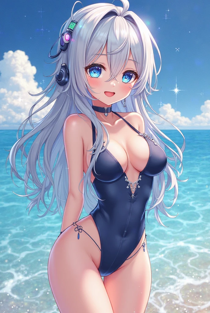 Silver Hair、Blue Eyes、girl、Small 、Twin tails、girl、Small breastsrful smile、Looks about 15 years old、PHe is short、Sexy Lingerie