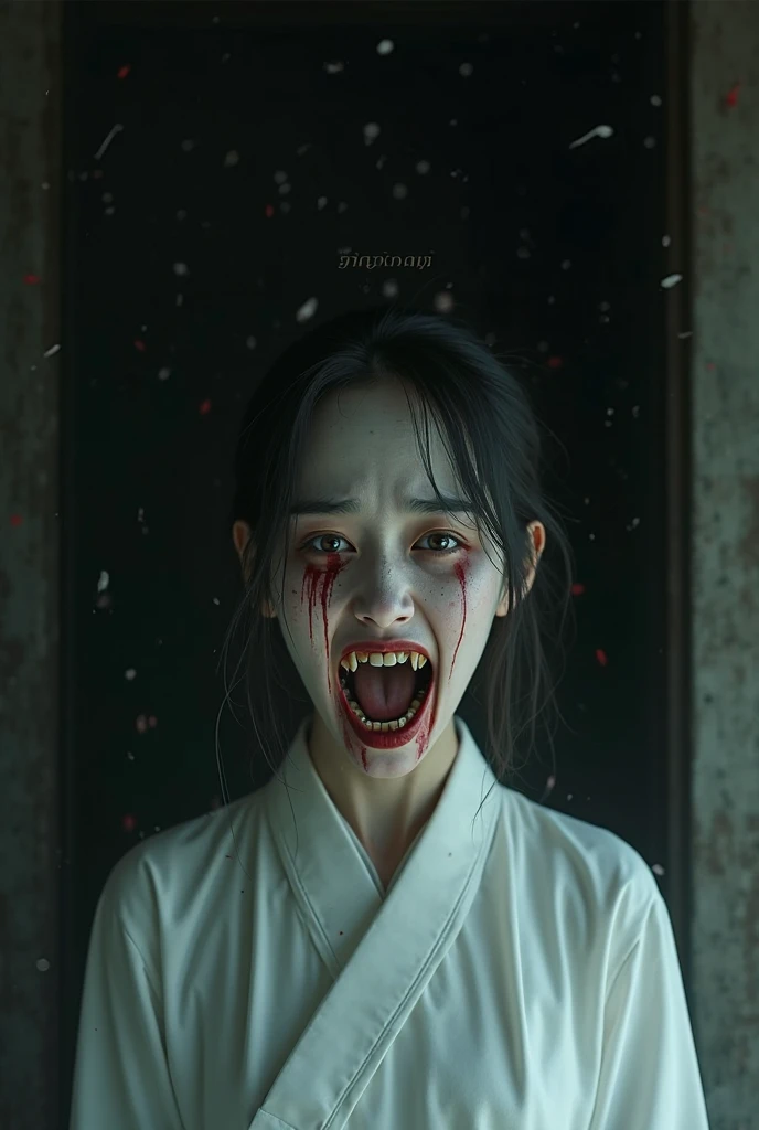 Super detailed, masterpiece, (Highest quality:1.5), (High resolution:1.5), (Midnight: 1.5), or period, On a black background, A woman of extremely frightening and grotesque appearance、haunting visage。My hair is wet and stuck to my face、The expression is sadness and despair, people々to scare. ,Ultra-realistic, Cinematic, High detail
, Apparition, Japan, (Super scary: 1.5), Japanese Horror, Hyper Realistic, Cinematic, Dark Ambient, Ominous atmosphere, Realistic, masterpiece