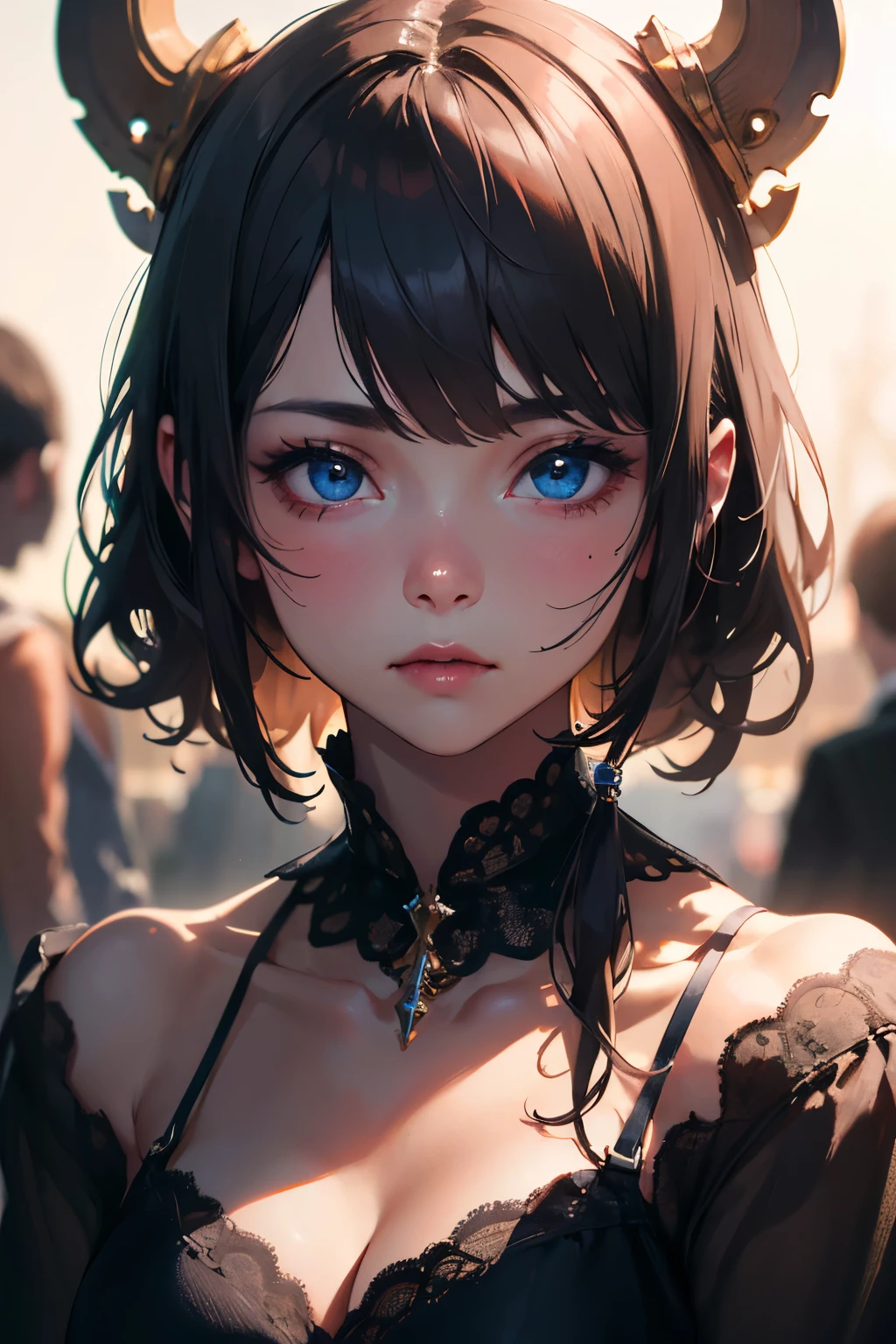 A breathtaking masterpiece、Filmed in stunning 8K resolution、This portrait is exquisitely painted.、that'real.。The scene is bathed in HDR light...、that depicts a beautiful woman in the middle distance.、(chignon:1.6、straight hair、black hair)、medium breasts、((flight attendant、uniform、scarf、have、name tag、smile、make、hairstyle、uniformのボタン、uniformのジャケット、Pants or skirt、uniformのベスト、berry shoes、gloves、Airplane emblem、earphone、uniformのパッチ、uniformのエプロン))、In a perfect contrapposto pose、Her hands were placed gently on her head、Smiling kindly at the audience。She exudes an aura of grace and charm...。