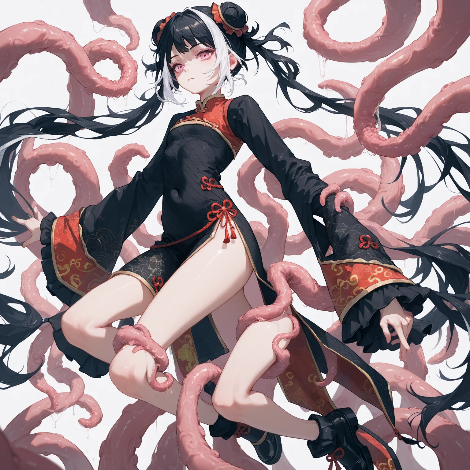 Anime girl with very big breasts and very big ass, full body Xianxia, small curvy ,((squatting)), full body,arms behind head,, {spread legs}, bow-leggedness, Crab crotch,((solo girl)), big, big ass, miniskirt, (( thighhigh)),((crotch)))、(POV))))、,curvy,(thighhigh),(China dress))、(smile), pixiv3dcg,, negative, pixiv, ecchi, opppuro potion, full body commission four, top rating on pixiv, ecchi anime style, seductive anime girl, pixiv, Close-up of painting of woman with snake on back, blood moon tentacles!!, tentacle monster, tentacle beast, tentacled creature covered with tentacles, lovecraft sea creature, space horror creature, twisted tentacles, space horror concept art, tentacles around, lovecraft monster, azathoth