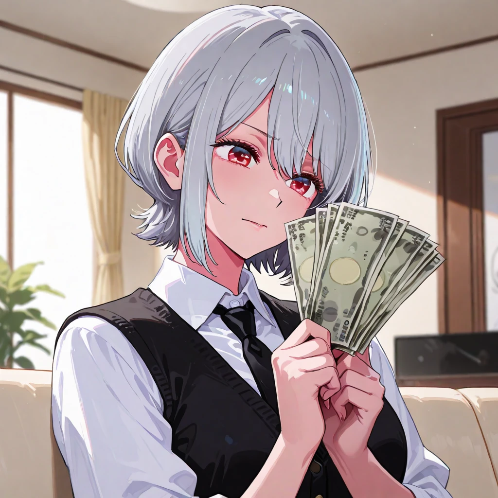 PC monitor、Big rich、Rich、Achievers、A relaxed expression、joy、trader、Stock、investor、money、A stack of bills、gold、Girl、Girl、Short、Younger、Baby Face、flat chest、、Dynamic Angle、masterpiece、best quality、ultra-detail、Both eyes open、LOL、Luxury House、Night view、Nipples、Aggressive Pose