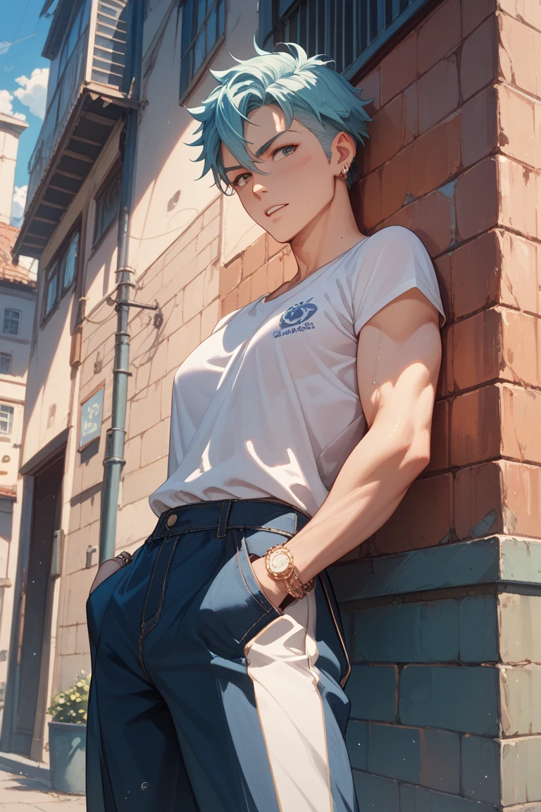 Boy removing his shirt