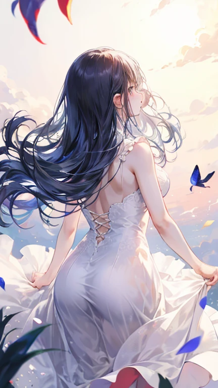 (Close-up image:1.4)((masterpiece:1.5,Highest quality,Beautiful images、2.5D、Abstract、Artistic、Watercolor))(One girl, 独奏)(Cute Girls、large breasts, Gray Hair、short hair、Beautiful breasts、Beautiful breasts cleavage),(profile、Look at an angle、shake your head、Sad look, Floating Hair、Backlight)(Plain background:1.5)((Dynamic Angle:1.5)). (Hanfu、Off the shoulder、sexly). ((from side))

