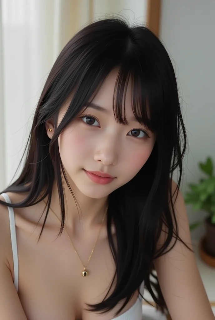 (((Medium Hair)))、(masterpiece)、((The ultra-detailliert))、(High Definition CG Illustration)、(deadpan)、(Top image quality:1.2)、realistic8K UHD、HDTV、(1girll:1.2)、High quality textures、intricate detailes、the detail、Very detailed CG、High quality shadows、realistic representation of face、Beautiful delicate face with details、Detail Beautiful delicate eyes、black eye pupil、A perfectly proportioned face、depth of fields,ciinematic light,lensflare,Ray traching,Near and far law,in her 20s, a prominent nose,Slender face,Tall Girl,(big eye:1.2),red blush,shiny lip,perfect bodies,lean body,Particles of light,( thin waist:1.3),large full breasts,Dismage,high_resolution, (shinny skin), solofocus, , (Fine beautiful eyes and fine face),(finerly detailed face), (Striped hair), light source contrast, ((A smile)), (pureerosface_v1:0.5) , (ulzzang -6500-v1.1:0.5),(fullnude、toppless、no-bra、Nopaso、)(the beach、bath room)