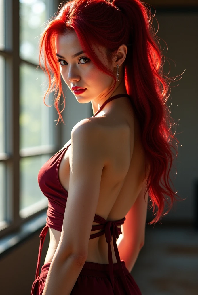 ((naked)), 8k Photo, Ultra-realistic, Beautiful Features, double eyelid,17 years old、((Asuka Langley's hairstyle in Evangelion the Movie))、(1.5)A woman posing in a red suit、Drifting Asuka Langley(One Girl:1.2),Full body close-up!Asuka's suit、Asuka Langley、Asuka Langley Souryu、Portrait of Asuka Langley Solieu、Beautiful Asuka from Evangelion、Asuka suit underwear!Asuka from Evangelion。(Flares of light:1.2)+close+Beautiful Skin+dynamic+High detail+Backlight+fluffy+Floating+Modern metropolis。