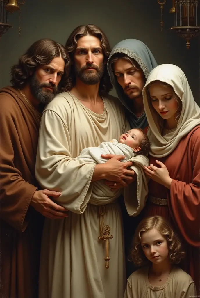 Jesus Christ surrounded by a family
