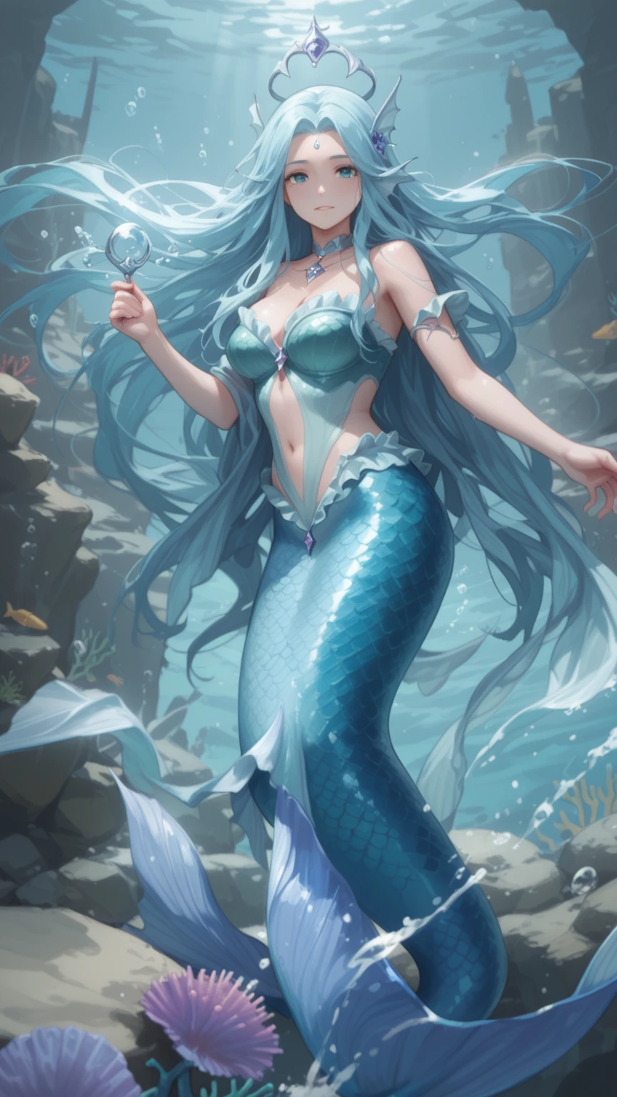 Mermaid,Mermaid,Mermaid女孩,Mermaid尾巴,Bodysuit style,Scale style,Underwater background,Underwater background,Seabed background,Coral shells background,Background in sea water,Pink and purple的鳞片,Pink hue,fin,身上长着fin,Girl with fish tail,Pink and purple,Powder blue scales,cute,cute,cute,crown