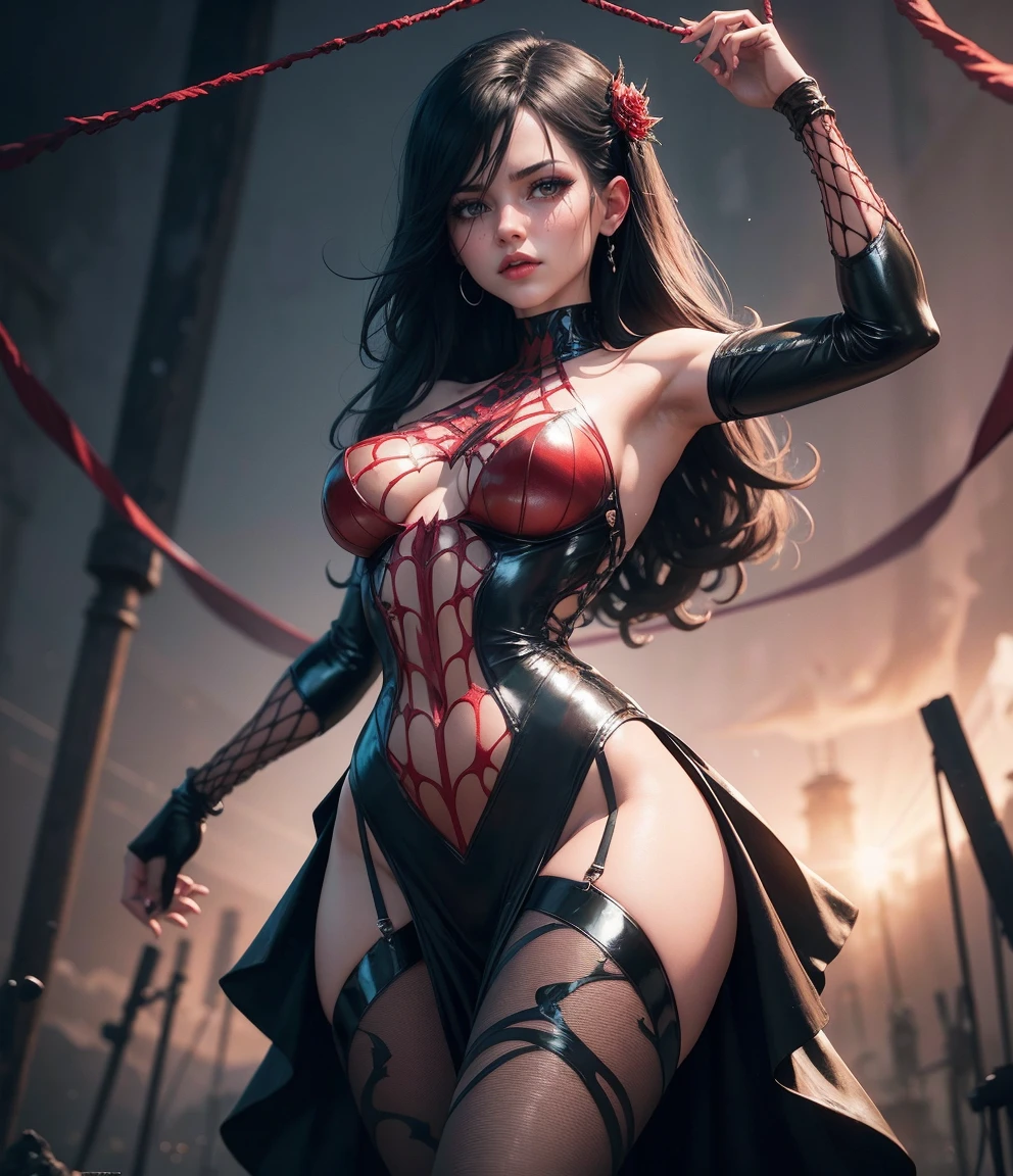 Fine、(The best illustrations)、8k UHD resolution、intricate-detail、top-quality、realisitic、ultra-detailliert、The best lighting、Best Shadows、Soft lighting、Ulutra HD、Dungeon and Dragon、Devil's Palace、Devil's Torture Chamber、magia、 A Necromancer、natta、Dark style、Succubus、Devil's Daughter、Bat Wings,(((Demon Horns)))、((((black-rimmed round glasses))))、(((Colossal tits)))、(Devil's Tail)、(red eyes glowing:1.6)、 intricate tattoos, demonic intricate tattoos, thigh tattoos, body tattoos, masterpiece、beautiful countenance、Muscular seductive body、The enchanting body of the devil、Seductive Black Magic Costume、A shiny red skull wand was wrapped around her hand、Tindall Effect、photos realistic、(High Detail Skins:1.2)、 (Intricate details, makeup, pureerosface_v1:0.5), (Detailed beautiful delicate face, Detailed beautiful delicate eyes, A perfectly proportioned face, High detailed skin, Detailed skin, best ratio four finger and one thumb, arms below breasts, Tattoo with a red glow under the stomach、Awesome awesome, wide hips, smooth midriff, skiny and thin, __Fashion__, __hair__:1.25)、Digital SLR、hightquality、a picture、hight resolution、 absurderes、Ponytail distortion、女の子1人、Red sparkling gemstone necklace、jewely、Beautiful expression、Body Up、Large breasts emphasis、Toned waist、Wide buttocks、Devil's Tail、intricate tattoos, demonic intricate tattoos, thigh tattoos, body tattoos, effect、Photorealsitic、(High Detail Skins:1.2)、In the Dark, lowkey, cowboy lens, (Black Phoenix Dress: 1.0), Seductive Black Magic Costume、Long hair, Black hair, Bust, Devil's Palace, devil crown, red eyes make up very sharp and detailed, The most beautiful face, Super tight breasts, Breast augmentation surgery, The breasts are very big and round and round, Black magic costume、Super realistic , Charming smile, The eyes are very well made up, ((Red Eye:1.0)), guweiz, devil style,Muscular seductive body、 wearing black mesh socks, Ponytail with a bow tied at the back of the hair, plump beautiful red lips, wearing a thin red and black r