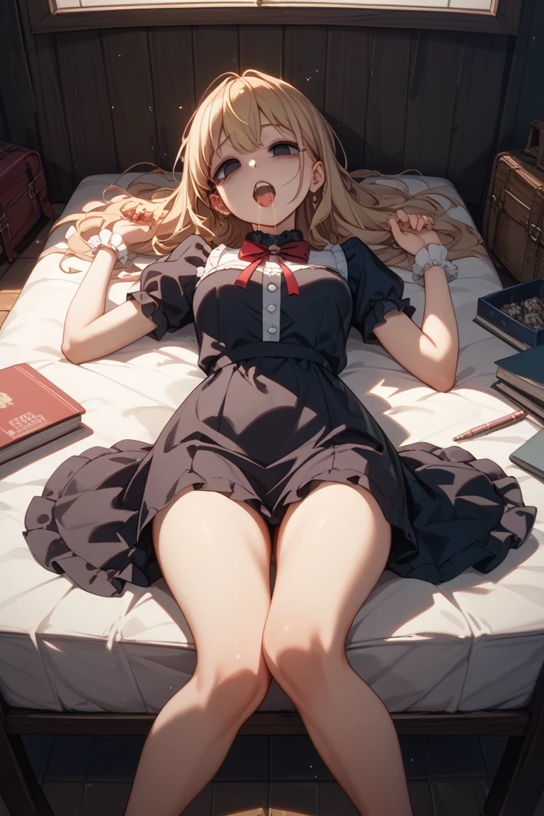 masutepiece, Best Quality, Extremely detailed,top-quality、Full limbs、complete fingers、(Solo,Lori, child, Toddler, 13 years old:1.5),knee high、a junior high school student, Sleeping, (Sweating:1.3), Bedrooms、Wearing school uniform、Lying down, Wet hair,(flat chest, small tits),Vibrator,(The vibrator is inside her:1.2),(Love juice is dripping from her crotch:1.2), Coercion of sexual sensations, blush, Heavy breathing, (Steam breath:1.2), Spread legs,widening the uterus,(masturbation:1.5),Ecstasy, ((Girl trembling with sexual climax:1.4)),(orgasm:1.3),(show off nipple:1.3),Bottomless,Afterglow,Drooling,Tears at the corners of the eyes,clit, Vagina,From above,(textile shading, ​masterpiece, High quality, Exquisite, highres best quality, multi-layer illustration, High resolution,ultra-detailliert,Extremely delicate:1.5),