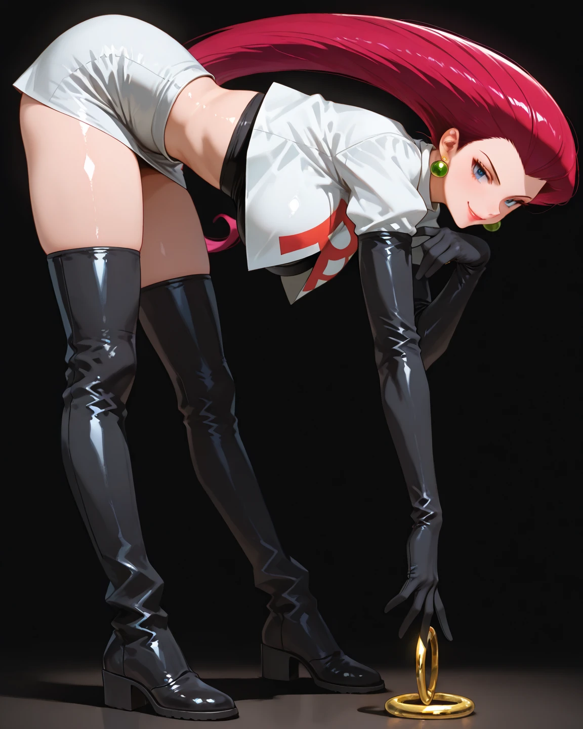 2 Asian girls, both farting side by side, desperate to poop, in toilet, farting while masturbating, stomach growling, wearing latex bodysuit, hijab only, malaysian girl, stomach bloated, hangs covering butt, pained expression, shocked and embarrassed, mouth open in shock, blushing, beautiful and cute face, anime art style, fit body, tall and thin, view from front