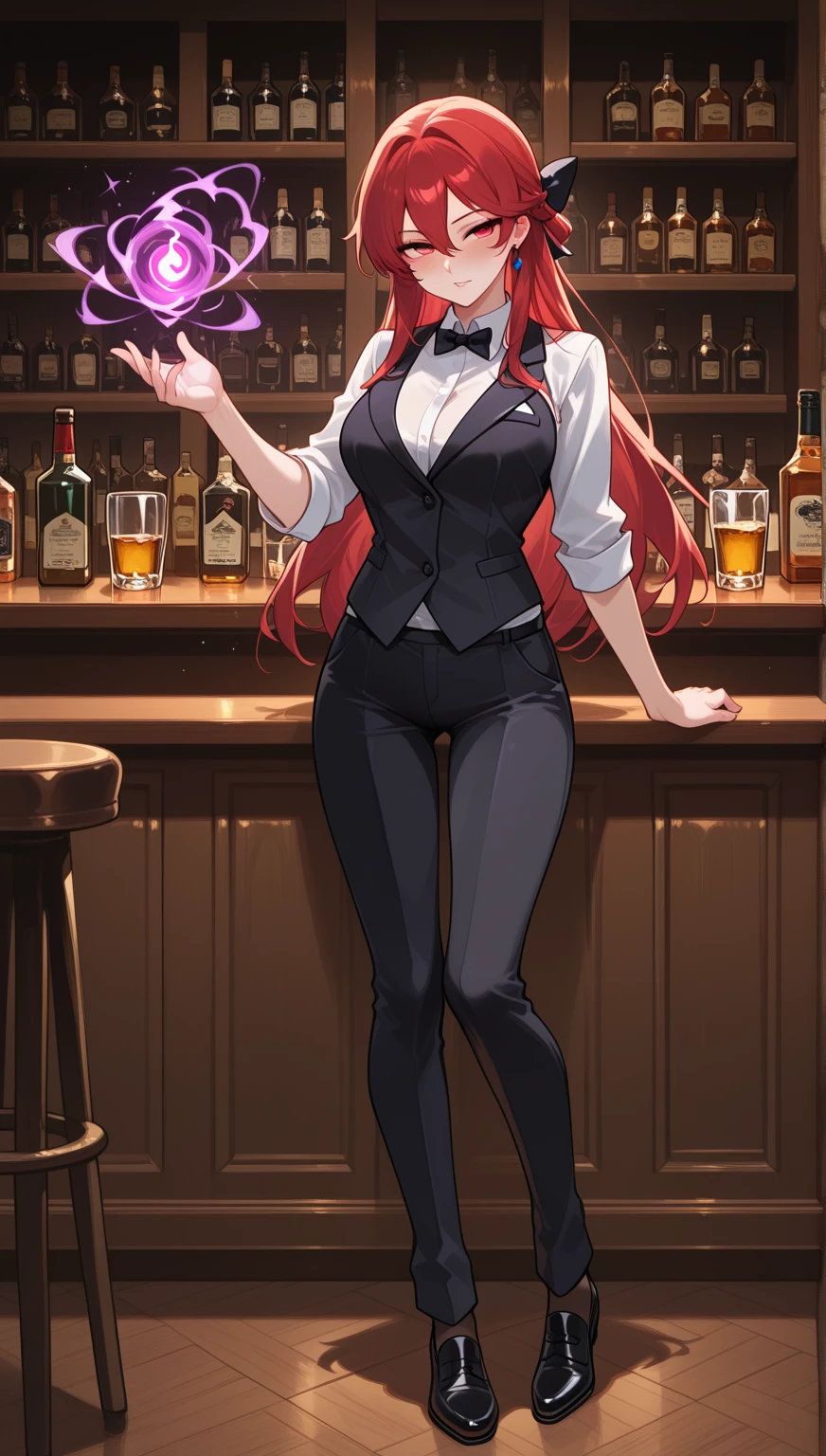 best quality, masterpiece, 1girl yunaka, <lora:yunaka_lora_anything:1>, ponytail, cocktail dress