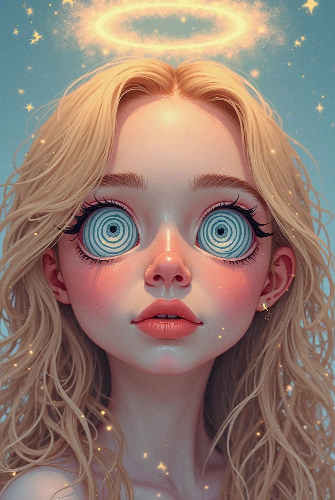 A bulging eye, in the eyes reflected the shadow of a girl