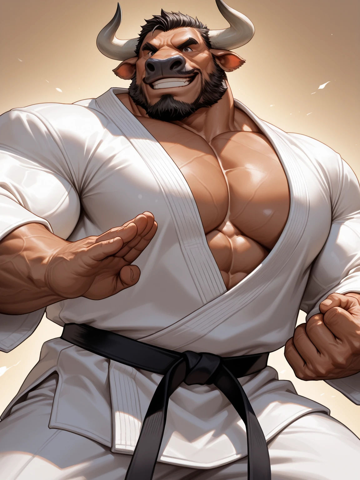 lindong, lucusold, lanxus, a man with a huge muscle, furry deer wearing ((karate uniform:1.2)), dojo, muscular, sixpack, angry, bearded , thicc, lowres, giant and muscular, danbooru and artstation, heavy detailed, insanely inflated ????, proportionally arms, commission for high res, detailed but rough, semirealistic:1.3