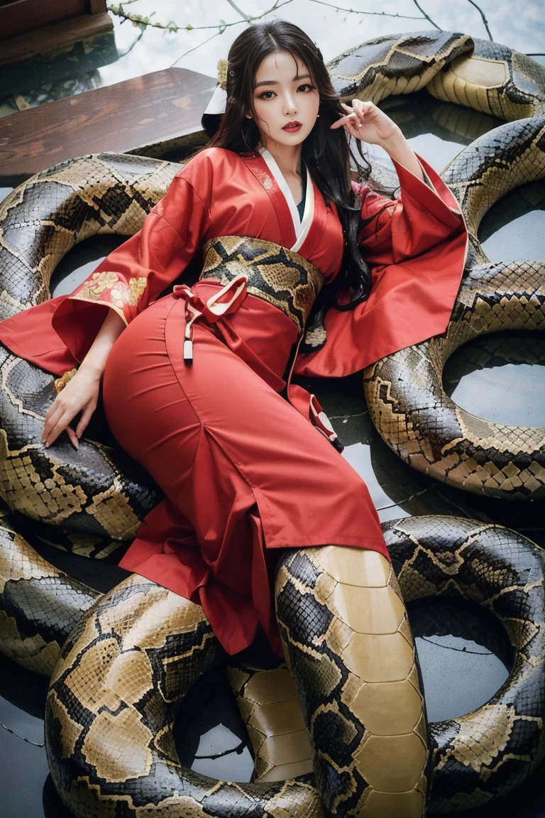 Moisturized skin, (Pink and bright eyes), (Looking down on someone), Perfect body,
(Beautiful navel), (Side slit), (Epaulets), Cape, Crop top, Cloak,
(Super long hair), (Large gold and curved earrings: 1.2),
(((Excellent + Top quality + High resolution + Very detailed))), (Full body: 1.2), Symmetrical, One shot,
(Japanese city streets: 1.3),
(ONE PIECE), (Kasumi Arimura: 1.4), (Boa Hancock: 1.3), ((Large snake)),