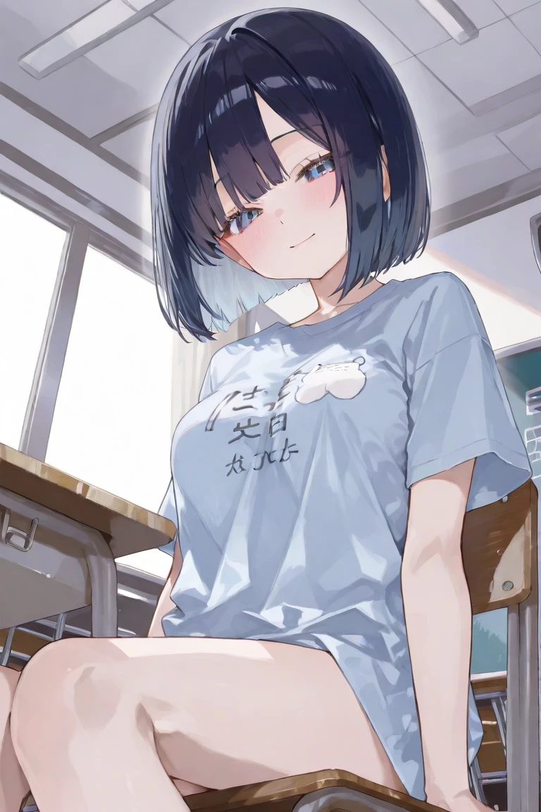 4k高清,1个Giant Breast Girl, 独奏, She wears white underwear,Wear blue denim short legs,sit on chair,King size,Perfect for sweaty handlack color hair