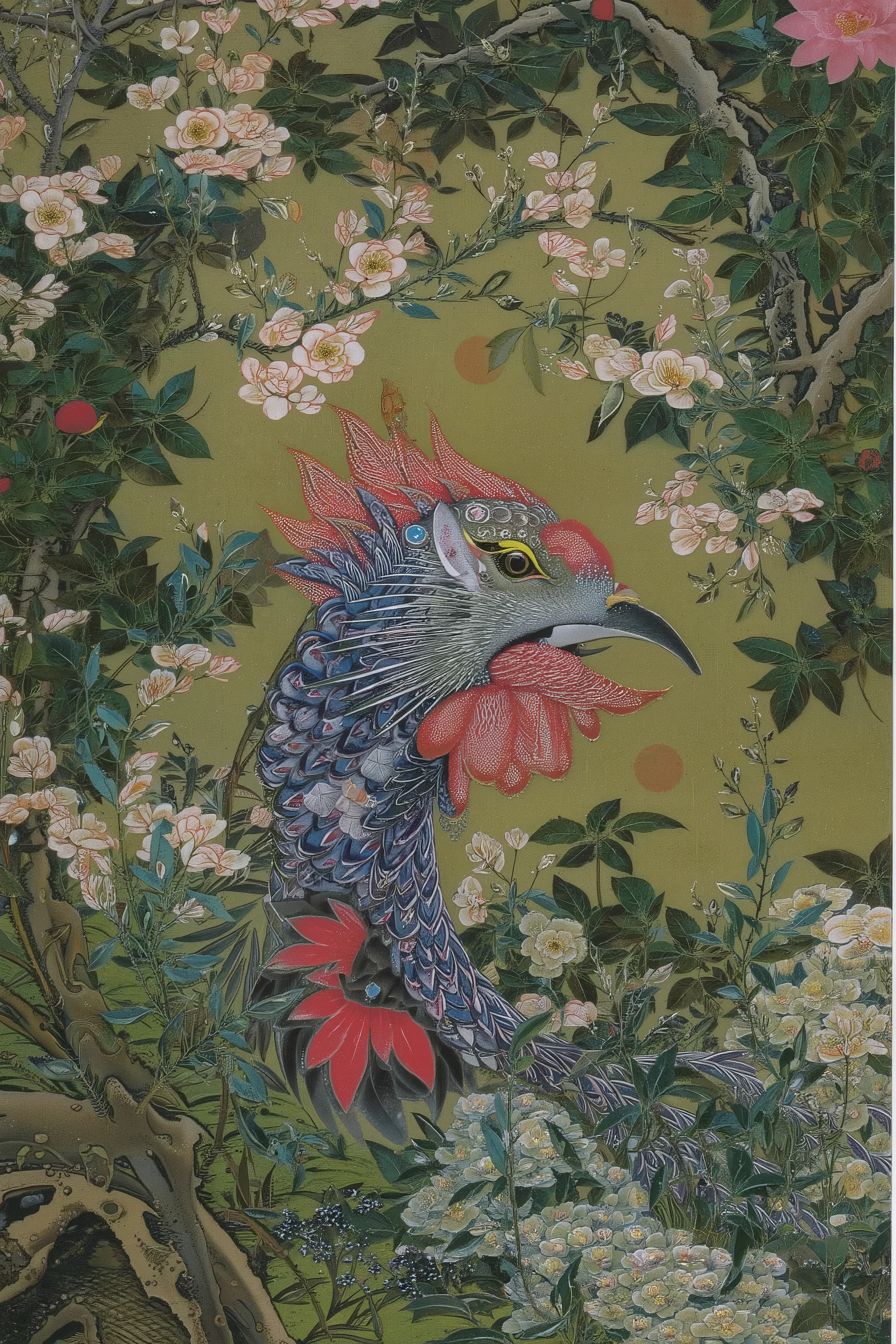 ito jakuchu,bird,detailed,colorful,vivid color