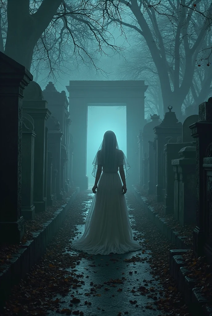(((ghost)))、young woman、(Beauty)、Japanese、cute、1、((sexy))、(My body is transparent)、Background gloomy cemetery、(((sexyなドレス)))、Spirits flying all around、(best quality,4K,8k,highres,masterpiece:1.2),ultra-detailed,(realistic,photorealistic,photo-realistic:1.37),HDR,uhd,studio lighting,ultra-fine painting,sharp focus,physically-based rendering,extreme detail description,professional,vivid colors,bokeh,cinematic lighting,dramatic shadow,