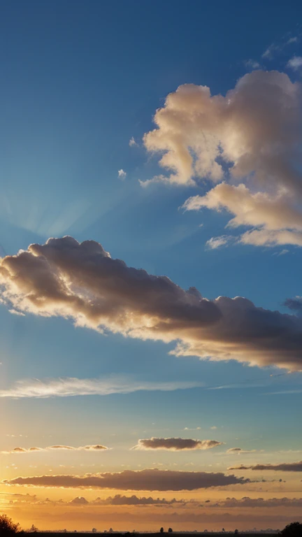 best quality,high resolution,(sunset),red and orange clouds,purple and blue sky,floating clouds, beautiful view, serene and breathtaking, tranquil and peaceful.