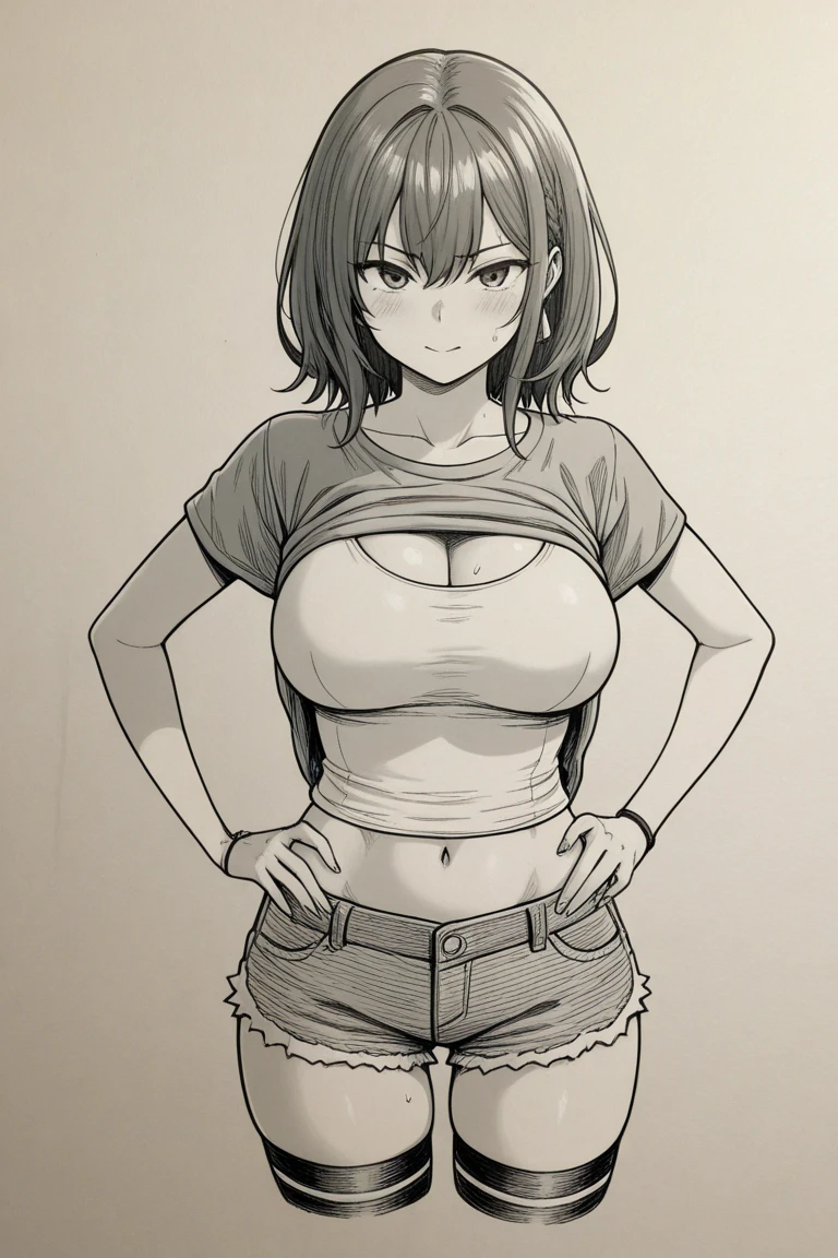 Drawing of a woman in a dress holding a hat and pencil, thick outline, anime sketch, Rough sketch, detailed but rough, hands behind her body pose!, sketchy artstyle, outlined!!!, Flat anime style shading, old sketch, with out shading, Anime shading), thick outlines, an anime drawing, loose pencil sketch, line-drawing!!, Sketched