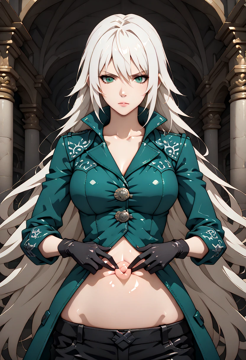 fire keeper Dark Souls 3, girl blindfolded, sexy girl no clothes, big bobs , White background, sweating a lot, White hair