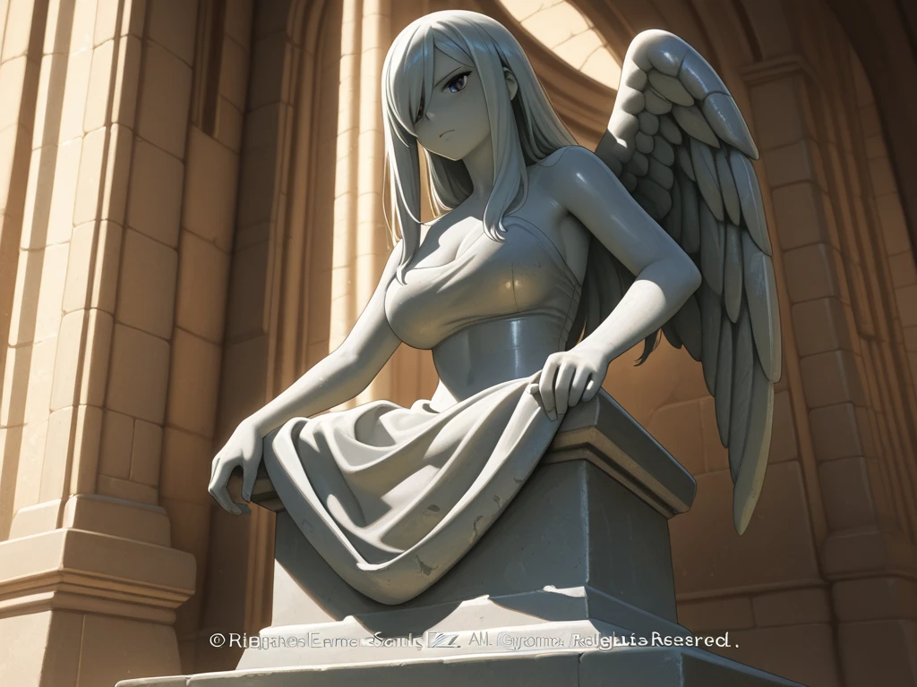 There's a levitating angel spreading his power around an Angelic fantasy castle. Conceptual Art