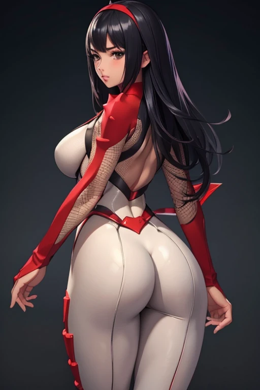 Meisterwerk, (realistisch), high-res, hochdetailliert, kompliziert, Beautiful women, rote Haare, blaue Augen, Sommersprossen, detailliertes Gesicht, red bunny suit, from behind, looking at viewer, showing ass, smile, bending over, bunny ears