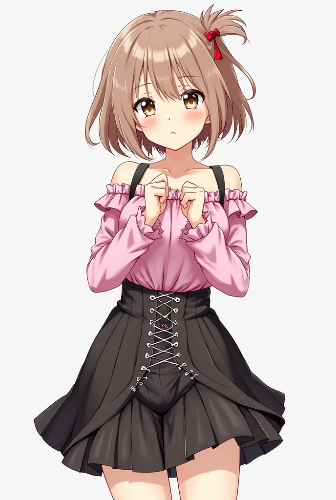 ultra-detailed, high resolution, (masterpiece, best quality:1.4), illustration ,1girl, kimikage yui, twintails, choker, (grey shirt), long sleeves, bare shoulders, miniskirt, red checkered skirt, frilled skirt, black thighhighs, <lora:Kimikage Yui-v2:0.8> <lora:deresute-v1.2:0.1>