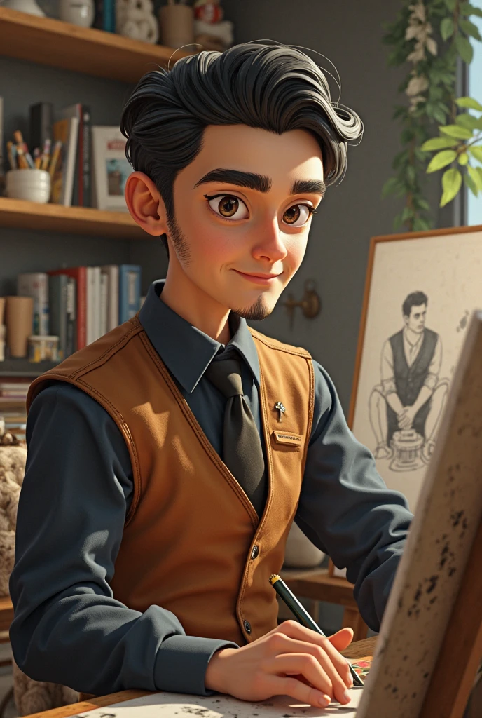 a boy hanshum in a studio