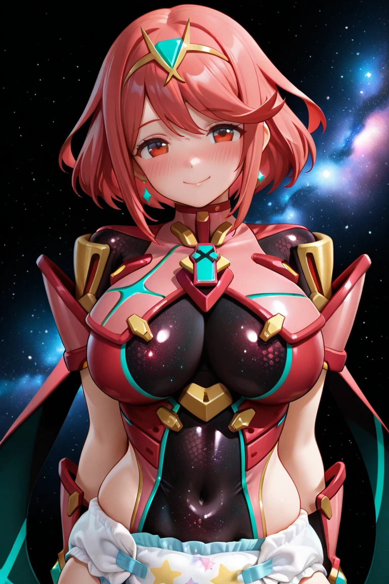 pyra \(xenoblade\), teen_1girl, loli, bangs, black gloves, breasts, red eyes, shout, earrings, eyelashes, fingerless gloves, floating hair, , gem, gloves, hair ornament, headpiece, jewelry, gigantic_breasts, leaning back, swimsuit, neon trim, official art, pose, red hair, saitou masatsugu, short hair, sidelocks, skin tight, solo, swept bangs, thighhighs, tiara, fantasy_town_background, underbust, xenoblade chronicles \(series\), (xenoblade chronicles 2), (spread_legs:1.1), fire_effect,dynamic_pose,fighting,light_smile, (plump:1.1), big_ass,huge_sword, hold_large_sword_hilt, covered_nipples, covered_pussy, fists,ponytail,beautiful_fingers,(solo:1.1), bare_shoulder,(shoulder_naked:1.2), nipple_jewel,