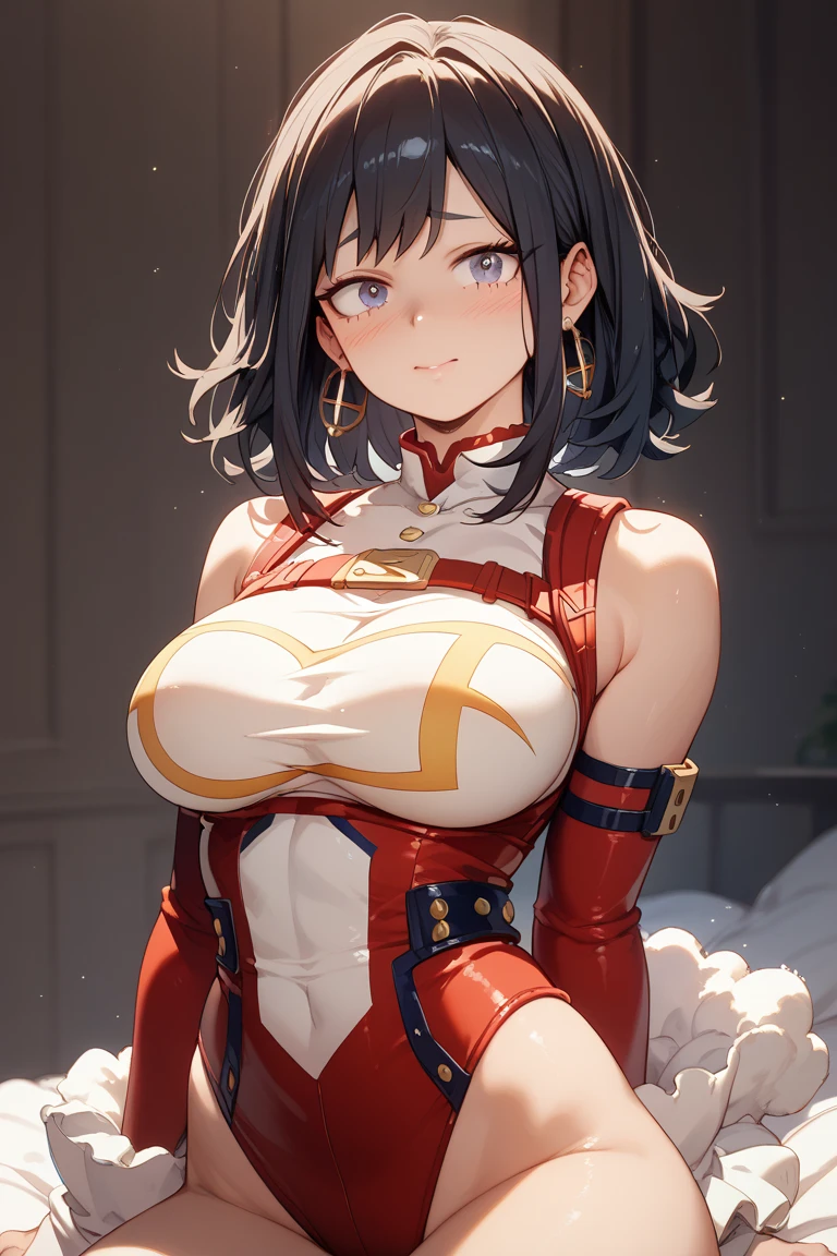 (Masterpiece artwork, best qualityer), details Intricate, Valkyrie, kawaii, (((cheerful grin))), Open your mouth and laugh, hands up, gazing at viewer, Feather helmet, natta, (((Red flower garden))), sitting down, 18 year old ,
1 girl in, standing alone, realisitic, ultra detali, (shining skin:1.4), absurdrez, 苗条, dynamic lighting, high resolution, sharp focus, depth of fields, detailedeyes, sharp pupils, realisitic pupils, (breasts big:1.6), (thick-thighs:1.0),
portraite, swept bangs, Bblack hair, droopy eyes, Crimson thighs, Deep Red Detached Single Sleeve, robot joints, Deep Red Gloves, Deep Red Bodysuit, Deep Red Reinforced Suit, Closed feather wings, pantyhose, Deep Red Full Armor, flower decoration,