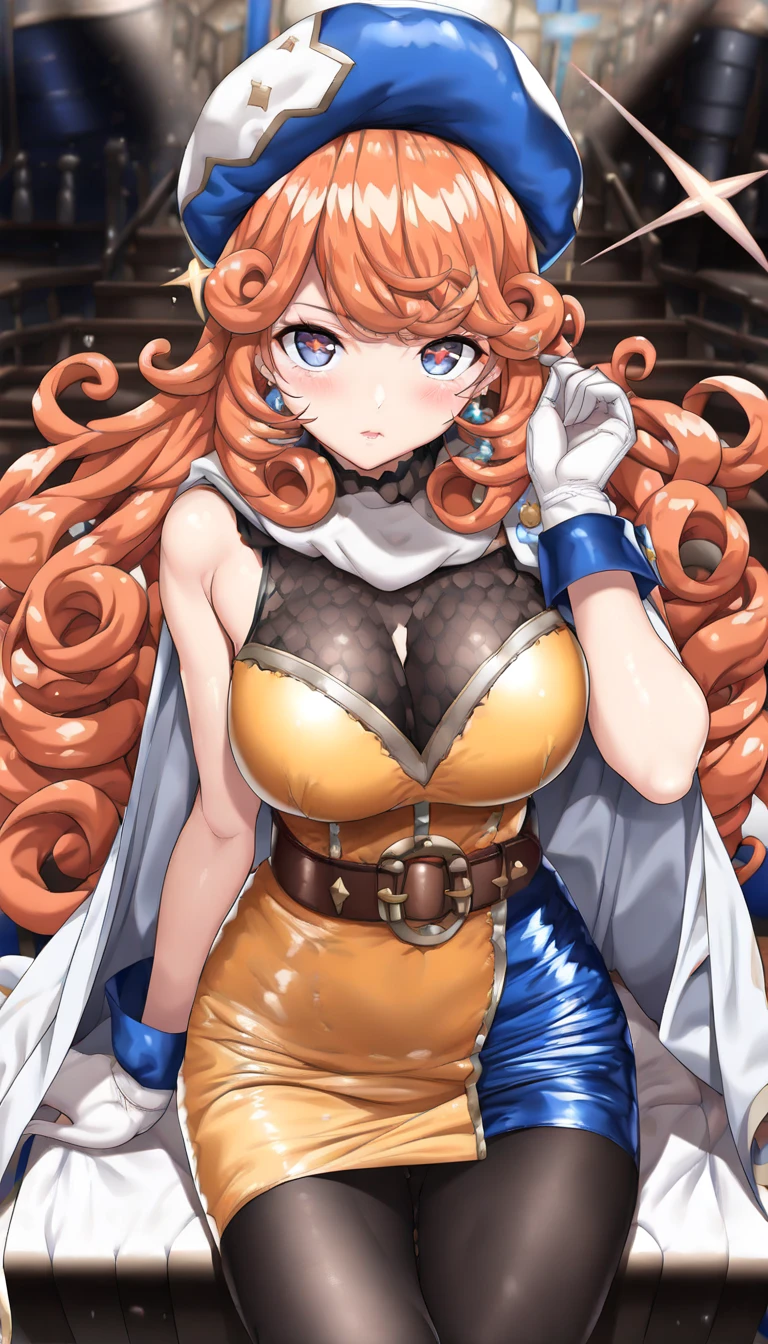 RanmaChan, cabello rojo, Cabello con trenza, ojos azules, ojos detallados, cuerpo completo, lindosexyrobutts, blusa negra apretada, top corto negro, ombligo descubierto, ropa pegada al cuerpo, Tanga sexy, medias sexys, 【Costume】【Cosplay】White Dress of Albedo (Overlord), tanga blanca, escote grande, pose vulgar, doggy pose