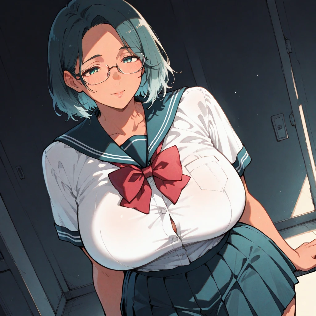 Gingham check bra, Gingham Check Panties,Side tie panties,Ribbon is good, Ribbon Panties,Lace bra, Lace panties,Twin tails,blush, full-face blush,masterpiece, Highest quality, high school girl,Schoolwear,The front of the uniform is open, exposing her underwear,On all fours,slouch,(anime screencap:1.3),(shape), cute,(Simple:1), (anime:1.2),Solo Sharp Focus, 1 Girl, Cleavage,Looking at the audience,, Are standing,,(Browsing Caution:1.2)room,bed,((Pastel colored underwear)),Big Breasts,Beautiful breasts,Beautiful Hips,Accentuate your breasts,Glasses,cute eyes,puffy eyes,