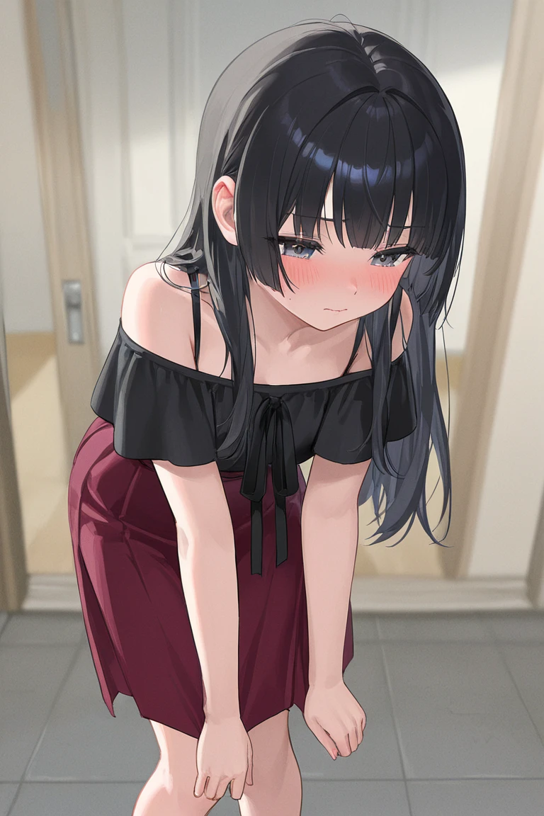 (ultra-detailed, best quality, anatomically perfect body), (full body), (small breast:1.3), shiny skin, (Various girls), girls from to 25 yebladder full tank, (have to pee:1.1), (urge to pee:1.3), (only one person peeing self:1.1), Pee flowing in the thighs, (very desperate to pee:1.2), (going to the restroom entrance), (waiting for restroom with line of girls in queue), standing, (Each one has a different long little black dress, long skirt:1.4), (Each one has a different boots:1.1), (Each one has a different hair), (knees together and feet apart:1.3), (Rub each other's thighs:1.3), (leaning forward:1.1), one hand between legs, (skirt lift:1.2), (holding the crotch:1.5), (stroking own abdomen:0.9), (stroking one's own thighs:1.5), (blush:1.4), (embarrassment1.5), (impatience:1.8), (flustered:1.4), (fidgeting around:1.2), (flowing sweat), (erotic body twist:1.4), (panting:1.4), (breathless:1.3), closed eye, parted lips, (ecstasy), (refreshing:1.2), looking away, (crisis:1.2), (panties:0.3),