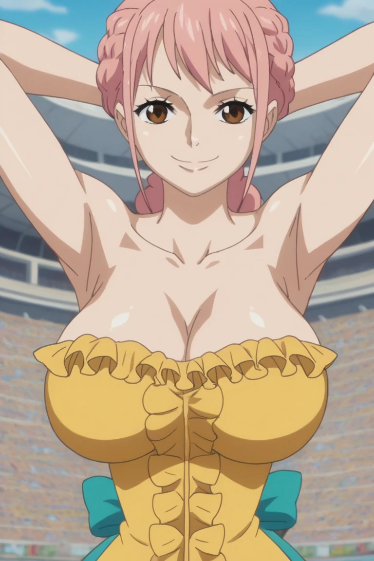 ram invader, white panties、detailed breasts, anime dick, (Tiger print miniskirt cheerleader: 1.2), (脚上げでwhite panties見えてる:1.4),muste piece, white panties、best quality, open mouth, tooth, ultra-detailed breasts, Yellow eyes,White shorts、 cute eyes, detailed face, a cute girl, big chest, red face, (wet with water: 1.2), Generally poor breasts, areola slip, (Position where panties are visible:1.5), (beautiful breasts: 1.2), (with a bright light source: 1.2), (heart shaped pupils opening their clothes: 1.5)