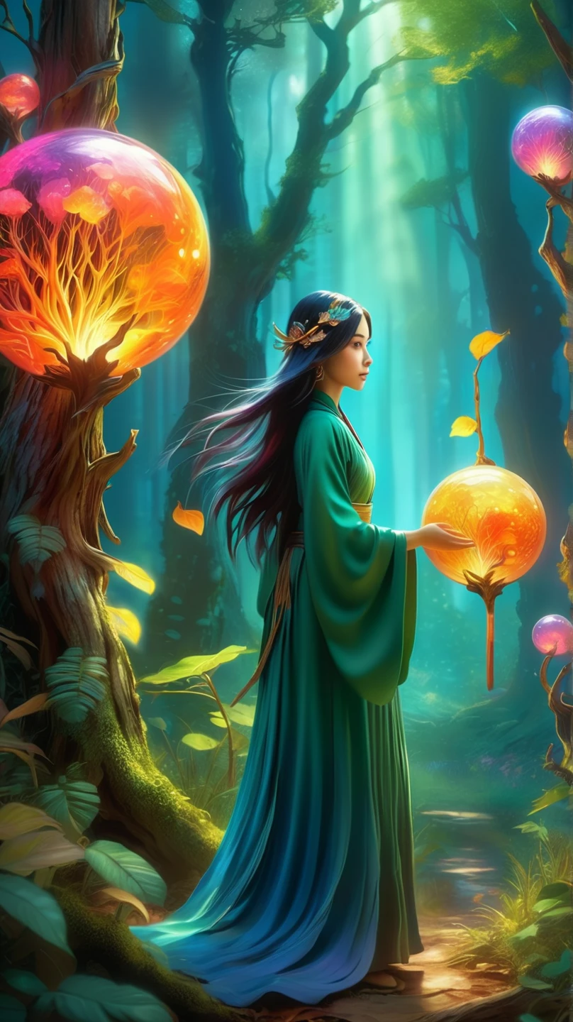 by reiko, by oda non
1girl, cleavage, beautiful eyes, elf
a beautiful female elf, elegant flat color, paper texture In an enchanted forest, ancient trees created a leafy canopy filtering dappled sunlight. Ethereal sprites and gnomes crafted shimmering lanterns The scene embodied the enchantment of a mystical world where magic thrived.
 beautiful, aesthetic, detailed, beautiful color amazing quality, best quality, high quality