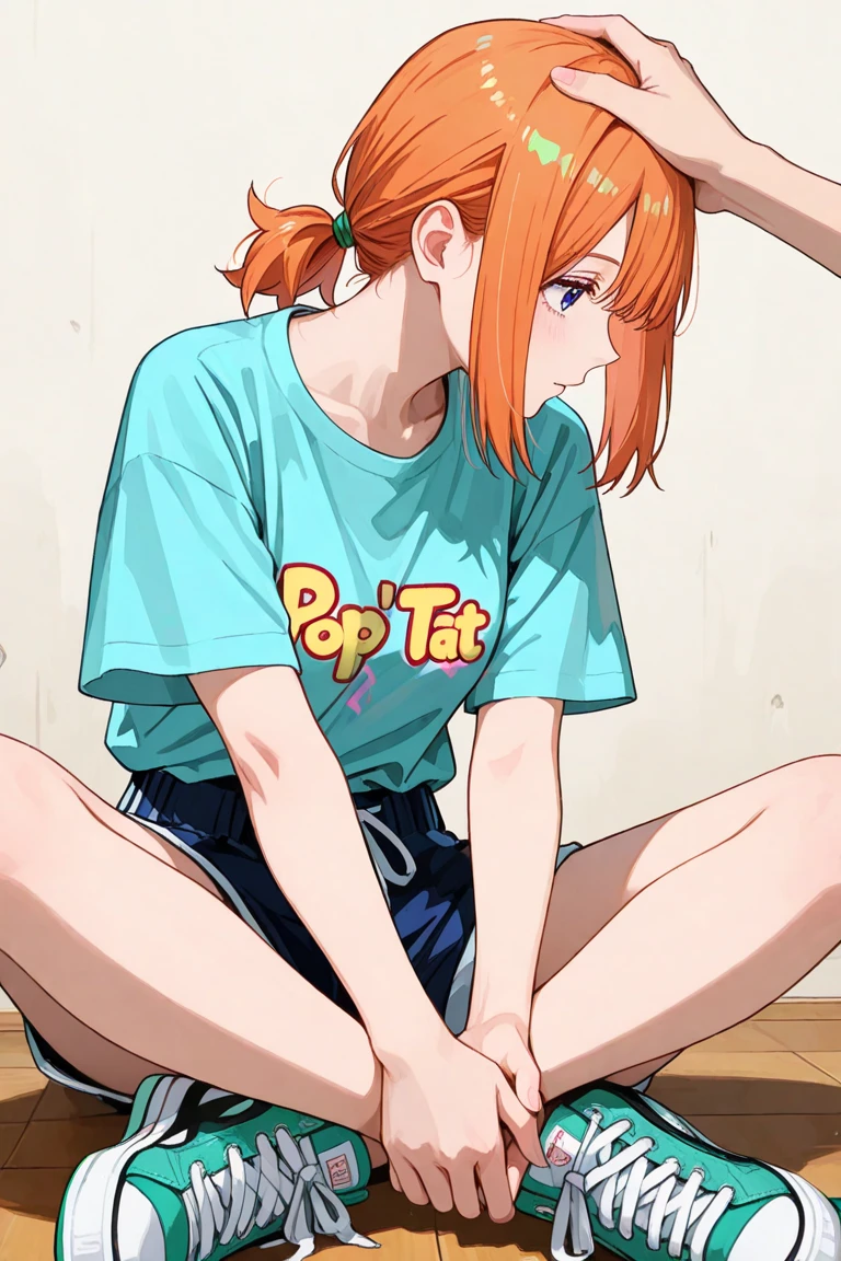 Brown-haired girl with open legs, brown-haired girl with bob hair in denim jeans with open legs, Moriman, crab crotch, sheer areola, legs open at M, taken from below, denim jeans that bite in,, brown eyes, freckles, moles, glaring, watery eyes, frightened face, beautiful woman, lying on the sofa, realistic, masterpiece, high quality, black t-shirt, black socks, outer honeybob (inner color blonde)