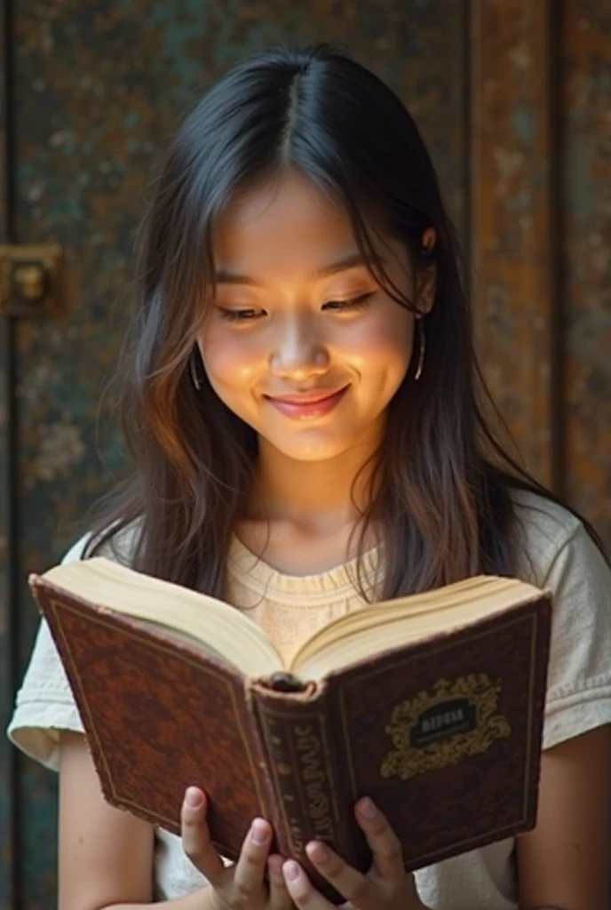 Cover for a sad cent that has the title of "And my happy oara always"? Where a girl comes out with a book in her hand