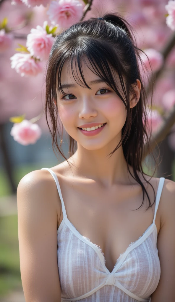 (One Girl), exremely cute face, Great face and eyes, (Highly detailed eyes, Highly detailed face), Fresh, Very beautiful appearance, (超Realistic, High resolution), (highest quality:1.4), RAW Photos, (Realistic, Photorealistic:1.37), Professional photography, (Floral Yukata:1.5), (Open yukata), (:1.2), (Exposing shoulders), smile, (Look at me), Bedroom, Portrait of a Girl,