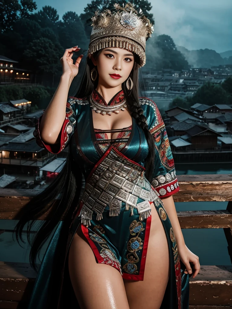 Beautiful asian woman, brunette, busty