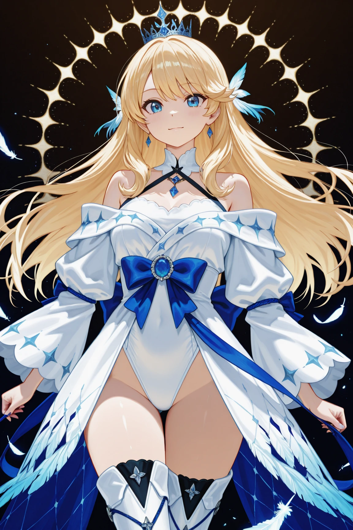 High quality, Ultra detailed, best quality, insanely detailed, masterpiece, beautiful illustrations, highest quality, pretty girl, ((very cute)), ((lovely)), ((sweet body)), 1girl, standing, pastel colour, blonde hair, wavy long hair, (blunt bangs), caucasian, bright lighting, sky-blue eyes, soft smile, looking at viewer